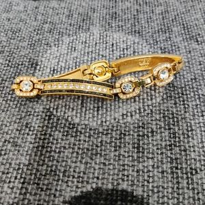 JBK Jackie Kennedy Camrose Kross Rhinestone Bracelet Gold Tone